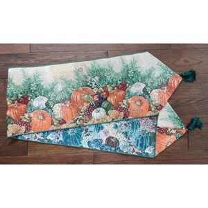 Fall Autumn‎ Leaves, Pumpkins, Table Runner Tapestry 13X72 Thanksgiving
